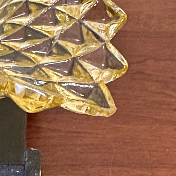 🍁🌟HP🌟VTG 1960s Indiana Glass Yellow Diamond Point Pattern Dish - Picture 8 of 8